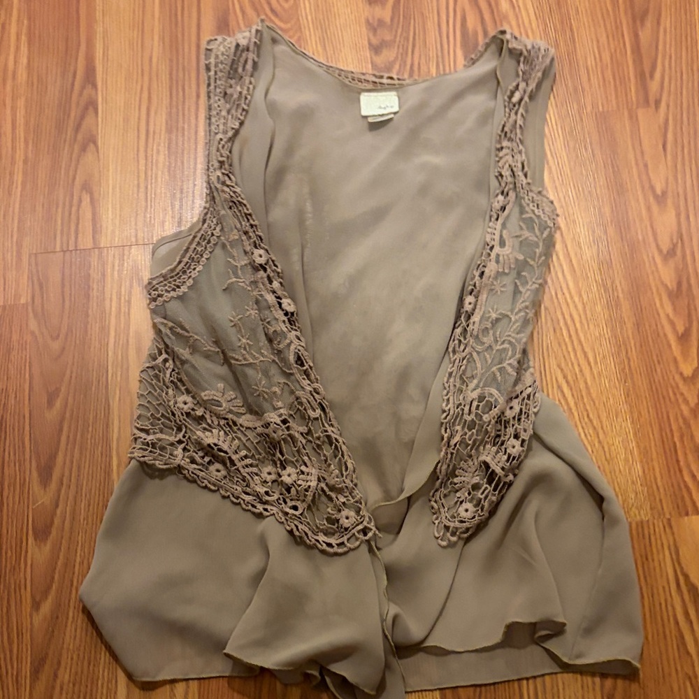 Daytrip Tan Lace Accent Top